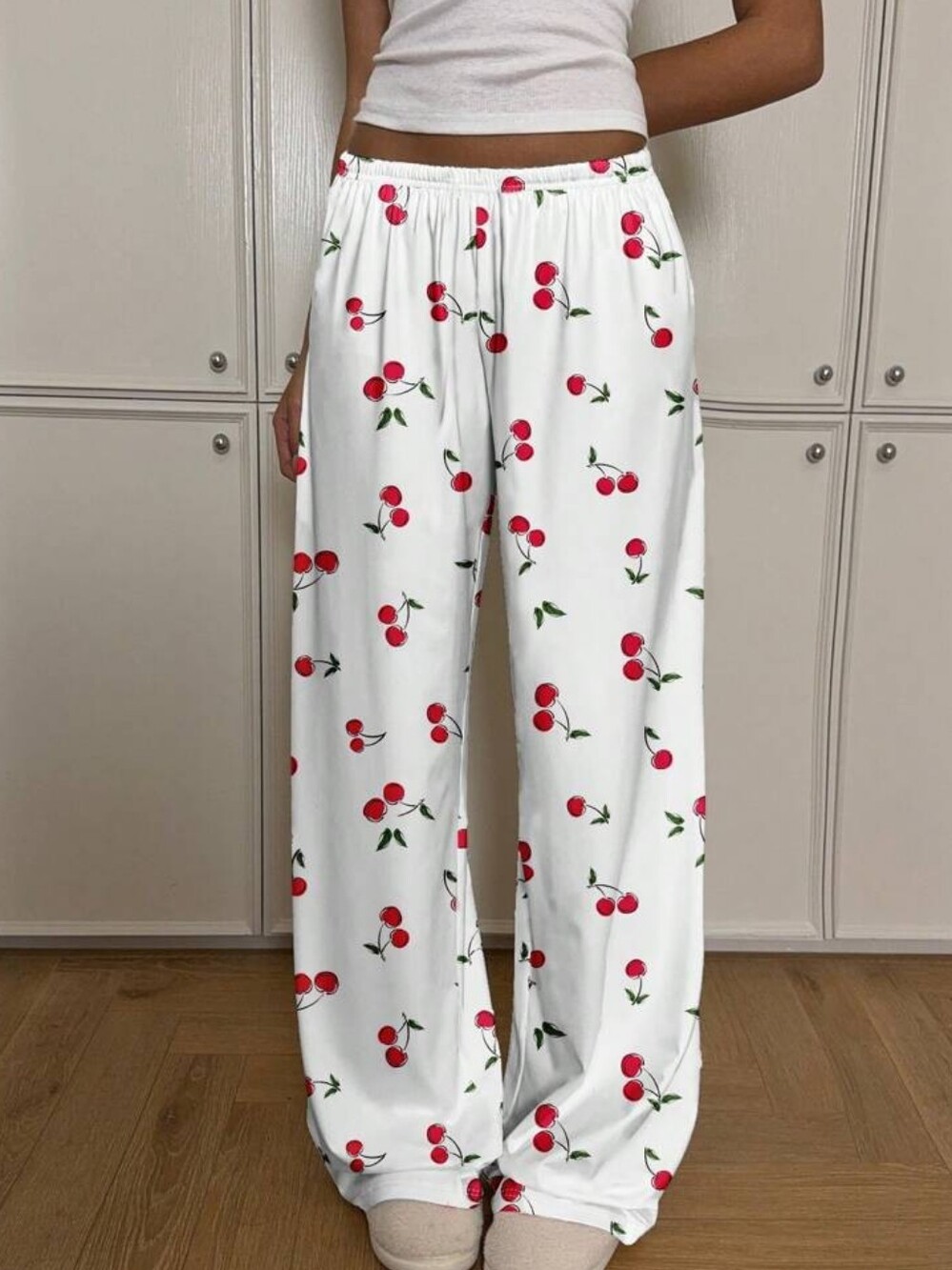5 For $25✨Y2k Womens Small Soft Stretchy Red Cherry White Pj Pajama Lounge Pants